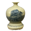 Bình hút lộc, bình giọt ngọc gốm Chu Đậu, hoạ tiết "Thuận Buồm Xuôi Gió" vẽ truyền thống , cao 34 cm bao gồm kỷ