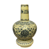 Bình Hoa Lam gốm Chu Đậu, hoạ tiết "Hoa Phù Dung" kẻ chỉ vàng 24K, cao 40cm bao gồm kỷ