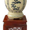 Bình Phú Quý gốm Chu Đậu, hoạ tiết Tứ Cảnh vẽ truyền thống, cao 50cm bao gồm kỷ