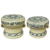 Trống gốm Chu Đậu, phỏng theo "Trống Đồng Đông Sơn" vẽ truyền thống, cao 8cm và 11cm