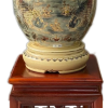 Bình Phú Quý gốm Chu Đậu, hoạ tiết "Lý Ngư Vọng Nguyệt" vẽ viền vàng 24K, cao 50cm bao gồm kỷ
