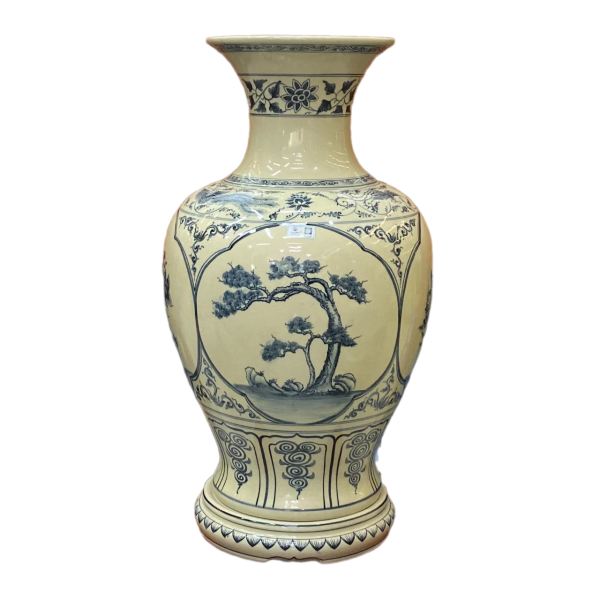 Bình Đại Cát gốm Chu Đậu, họa tiết “Tứ Cảnh” vẽ truyền thống, cao 55cm